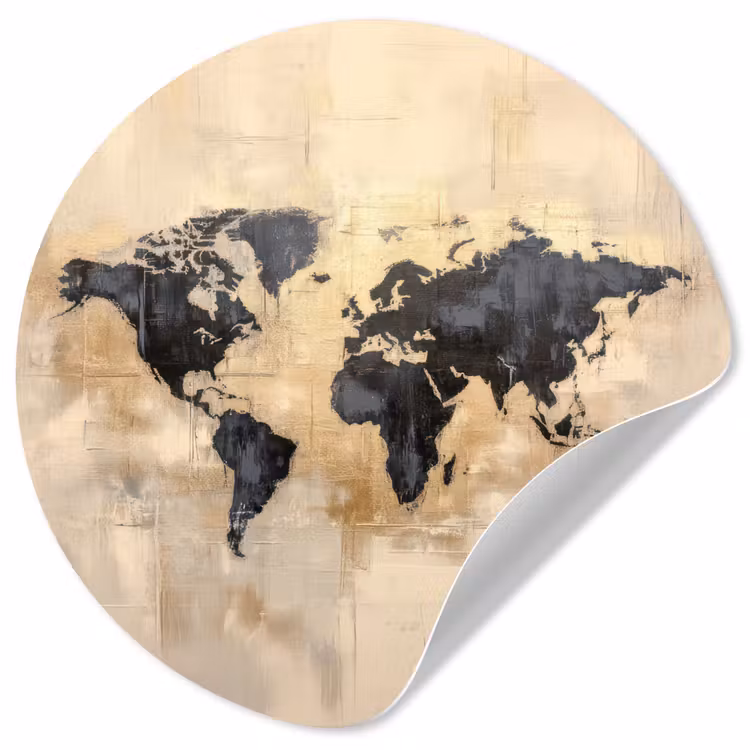 Behangcirkel - Wereldkaart - Goud - Zwart - Abstract — 1