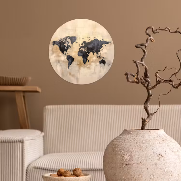 Behangcirkel - Wereldkaart - Goud - Zwart - Abstract — 2