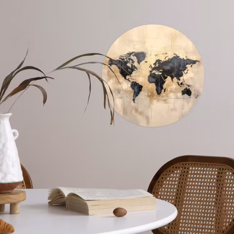 Behangcirkel - Wereldkaart - Goud - Zwart - Abstract — 4
