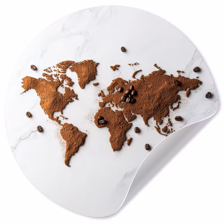 Behangcirkel - Wereldkaart - Koffie - Marmer — 1