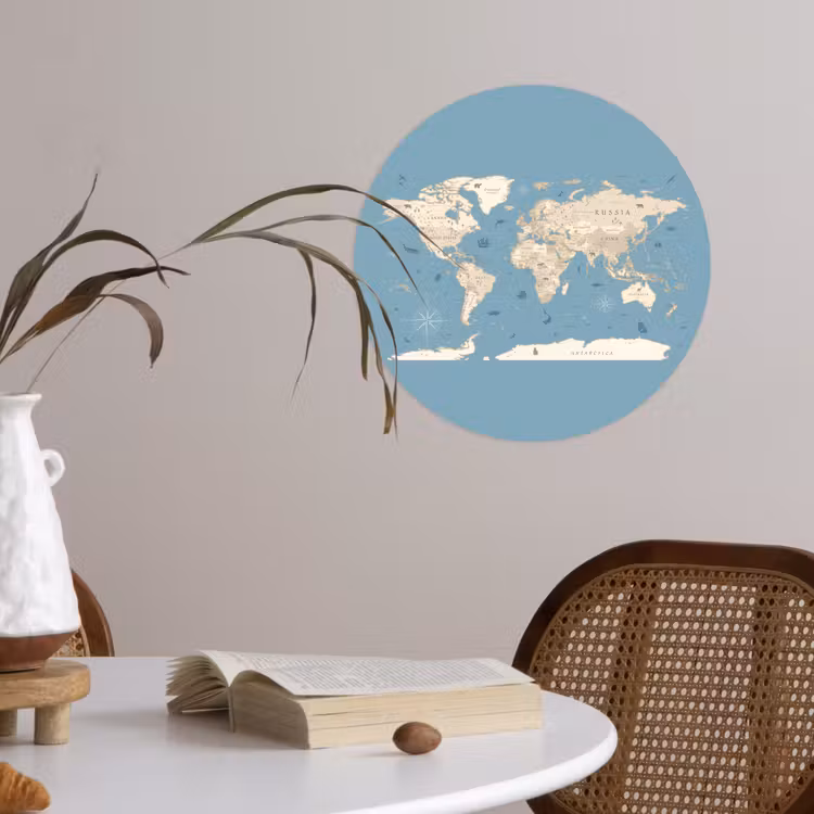 Behangcirkel - Wereldkaart - Oceaan - Realistisch - Blauw — 4