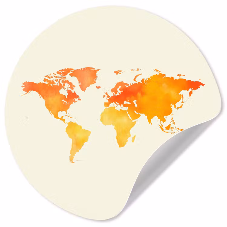 Behangcirkel - Wereldkaart - Oranje - Kleurrijk — 1