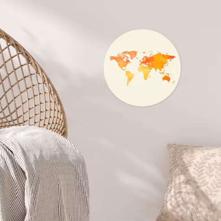 Behangcirkel - Wereldkaart - Oranje - Kleurrijk — 5