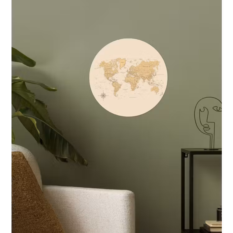 Behangcirkel - Wereldkaart - Realistisch - Beige — 3