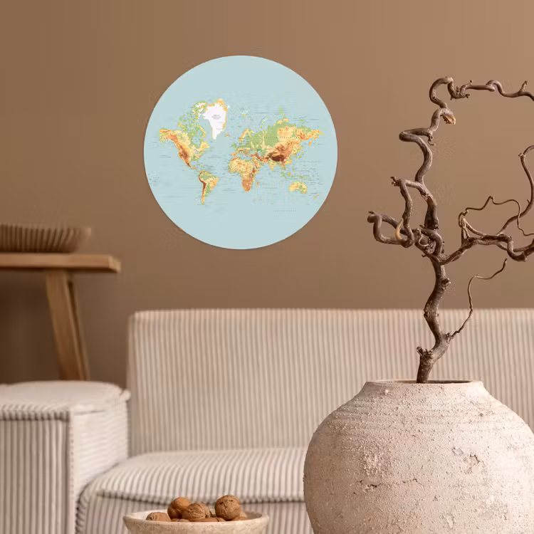 Behangcirkel - Wereldkaart - Realistisch - Blauw — 2