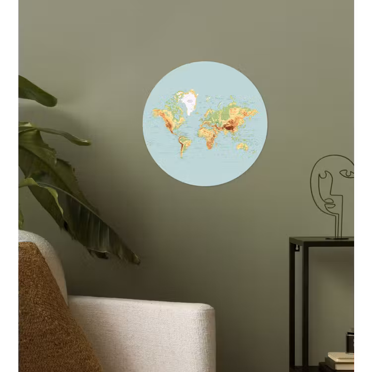 Behangcirkel - Wereldkaart - Realistisch - Blauw — 3