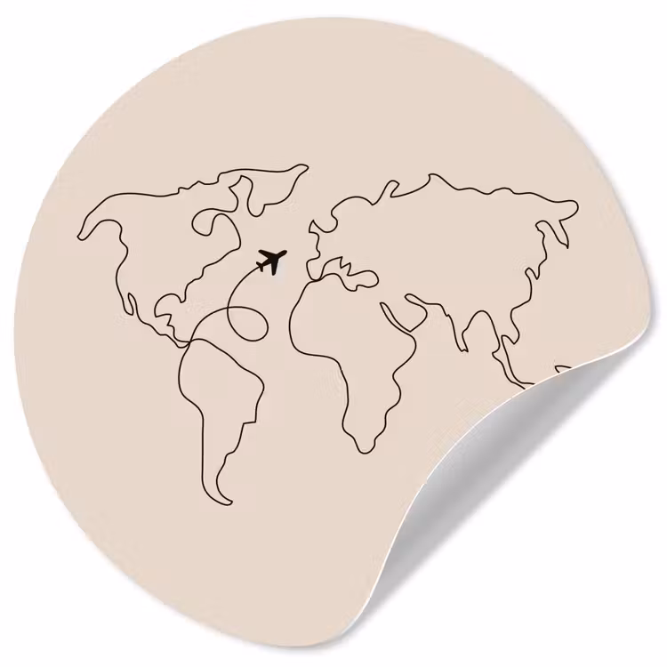 Behangcirkel - Wereldkaart - Simpel - Vliegtuig — 1