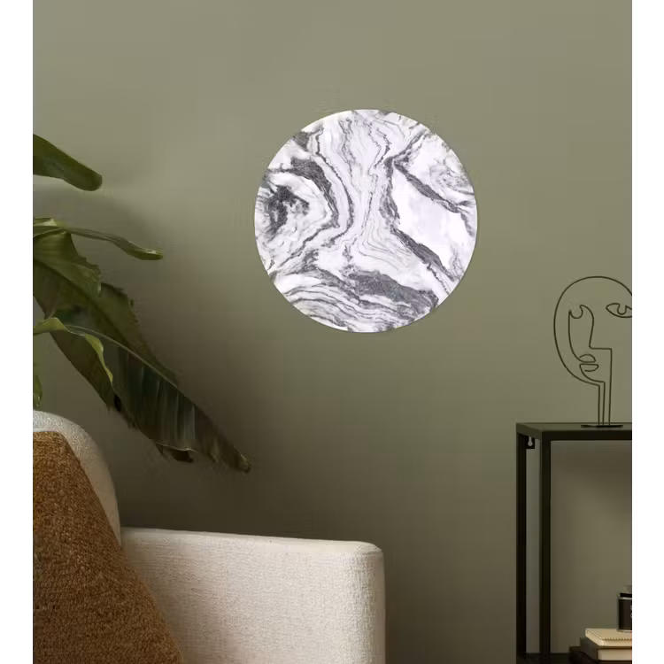 Behangcirkel - Wit - Marmer - Golvend - Grafiet — 3