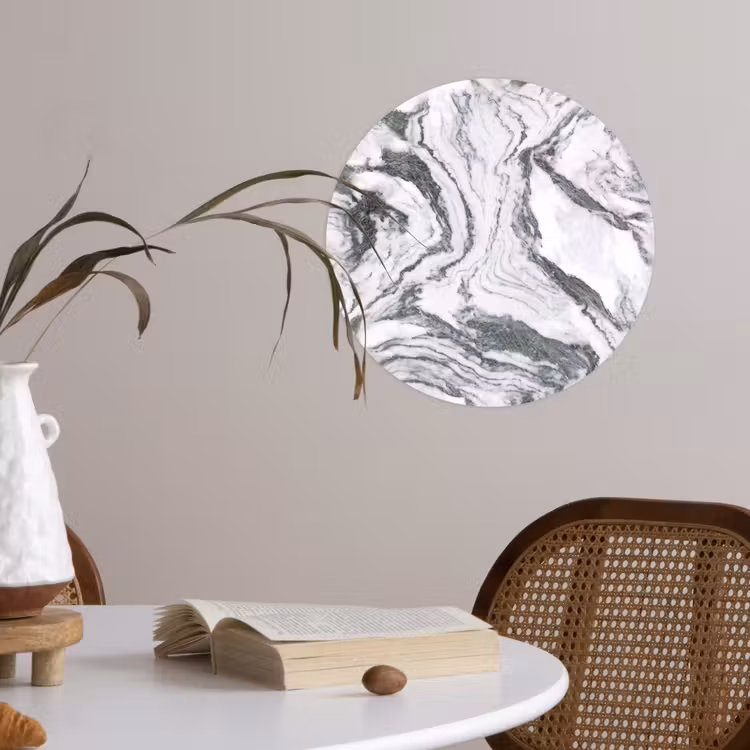 Behangcirkel - Wit - Marmer - Golvend - Grafiet — 4