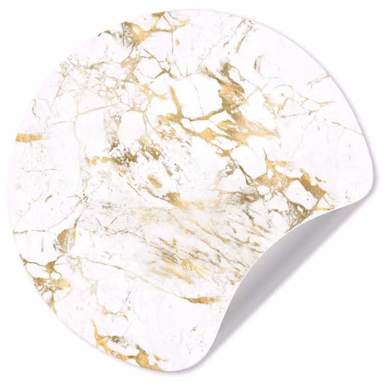 Behangcirkel - Wit - Marmer - Luxe - Goud — 1