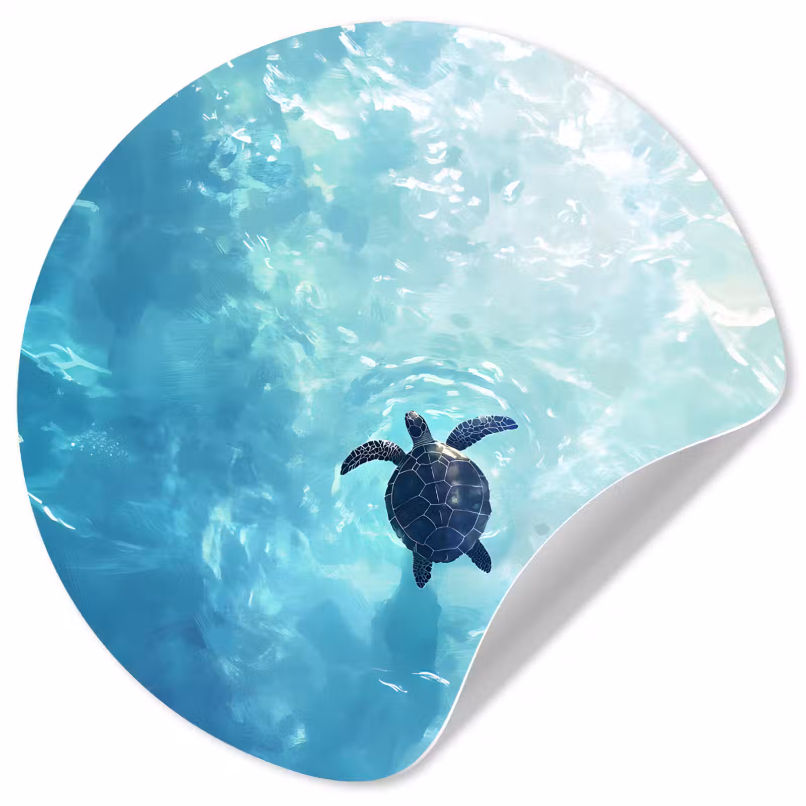 Behangcirkel - Schildpad - Zee - Blauw - Schittering — 1