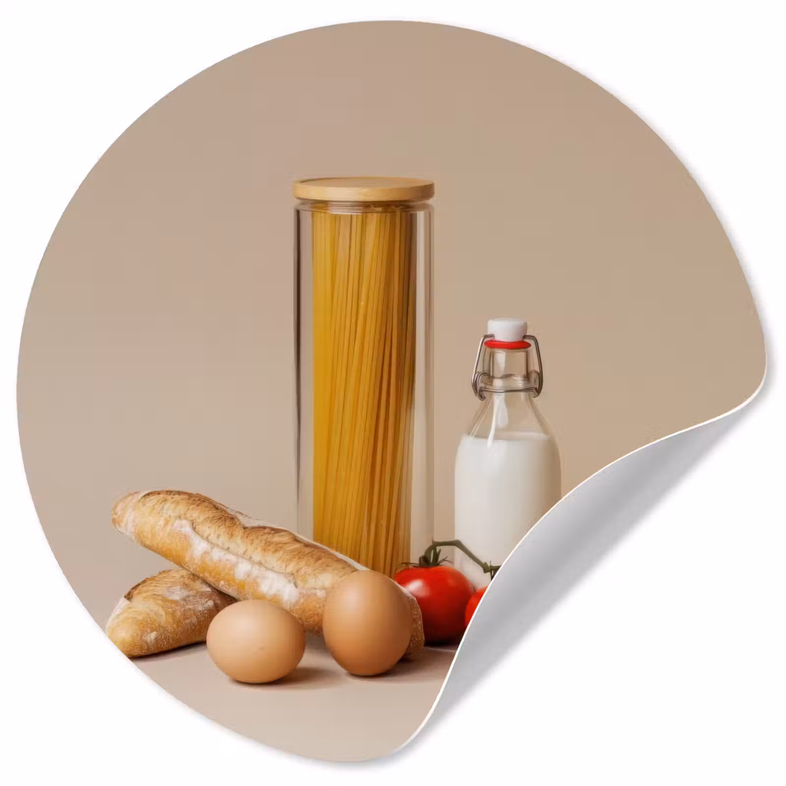 Behangcirkel - Spaghetti - Melk - Tomaten - Eieren - Brood — 1