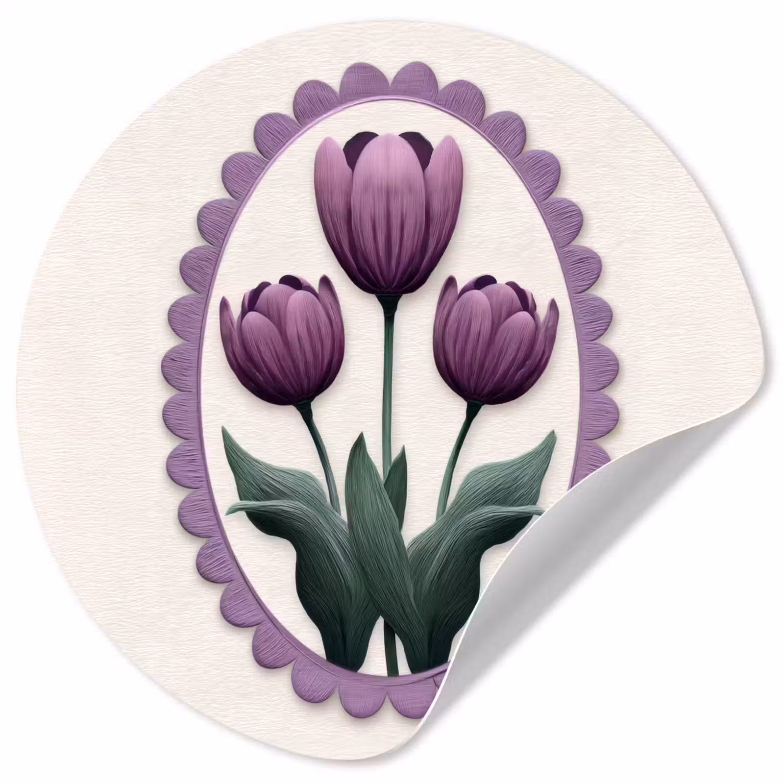 Behangcirkel - Tulpen - Paars - Lijst - Bladeren — 1