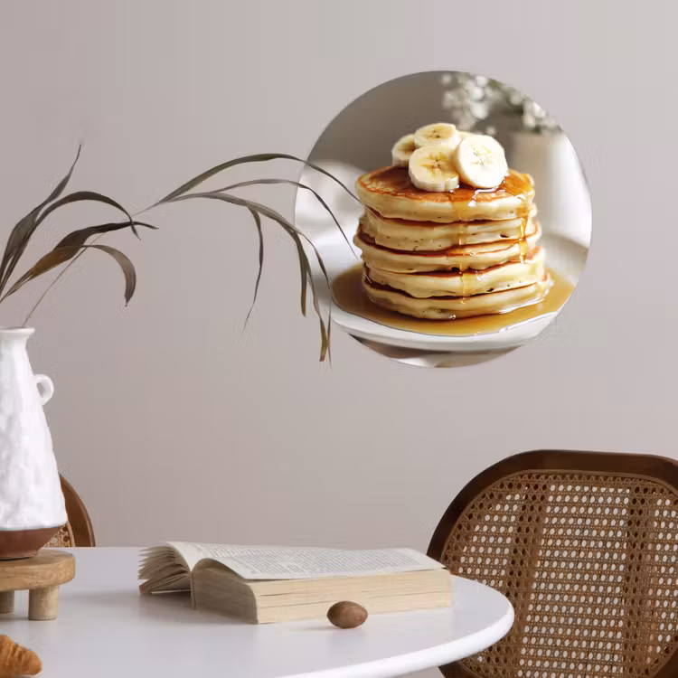 Behangcirkel - Pannenkoeken - Banaan - Siroop - Wit - Beige — 4