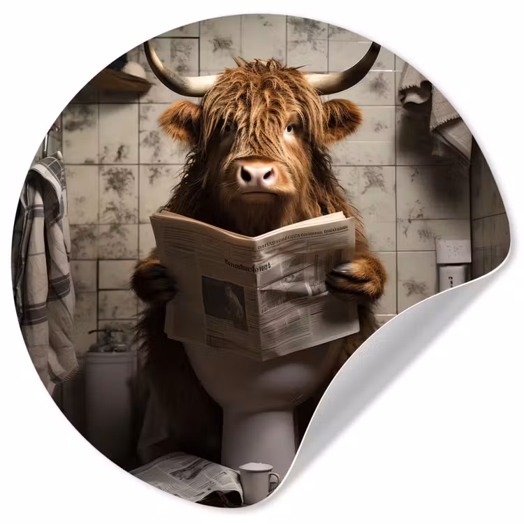 Behangcirkel - Schotse hooglander - Toilet - Krant - Badkamer — 1