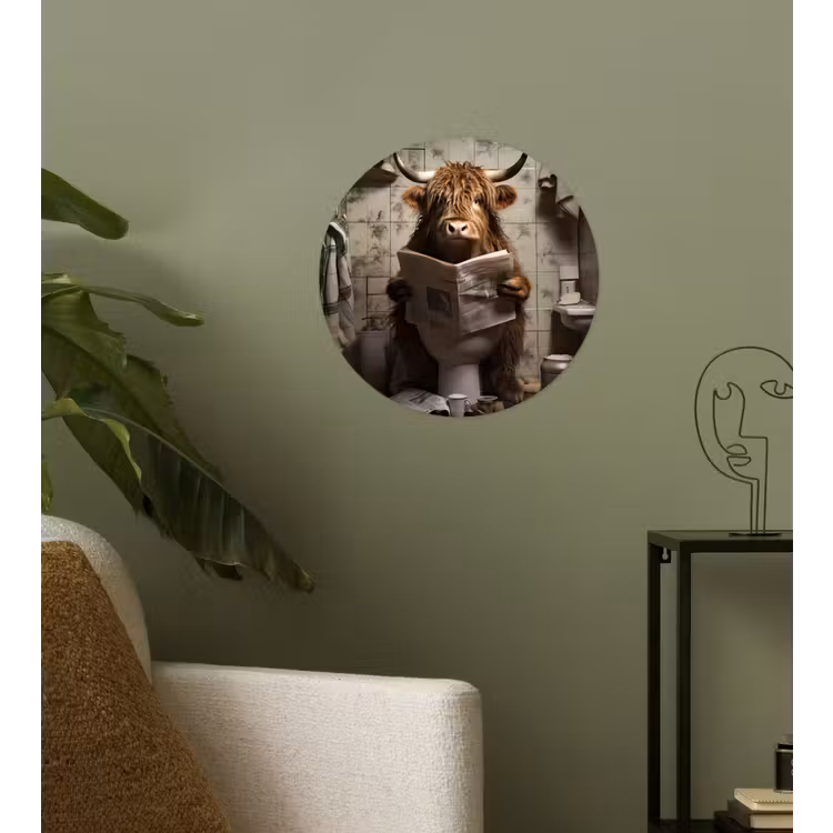 Behangcirkel - Schotse hooglander - Toilet - Krant - Badkamer — 3