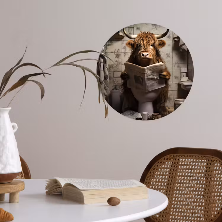 Behangcirkel - Schotse hooglander - Toilet - Krant - Badkamer — 4