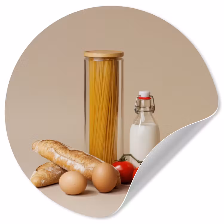 Behangcirkel - Spaghetti - Melk - Tomaten - Eieren - Brood — 1