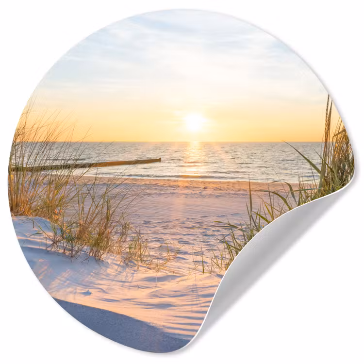 Behangcirkel - Strand - Zon - Duin - Gras - Zand - Horizon — 1