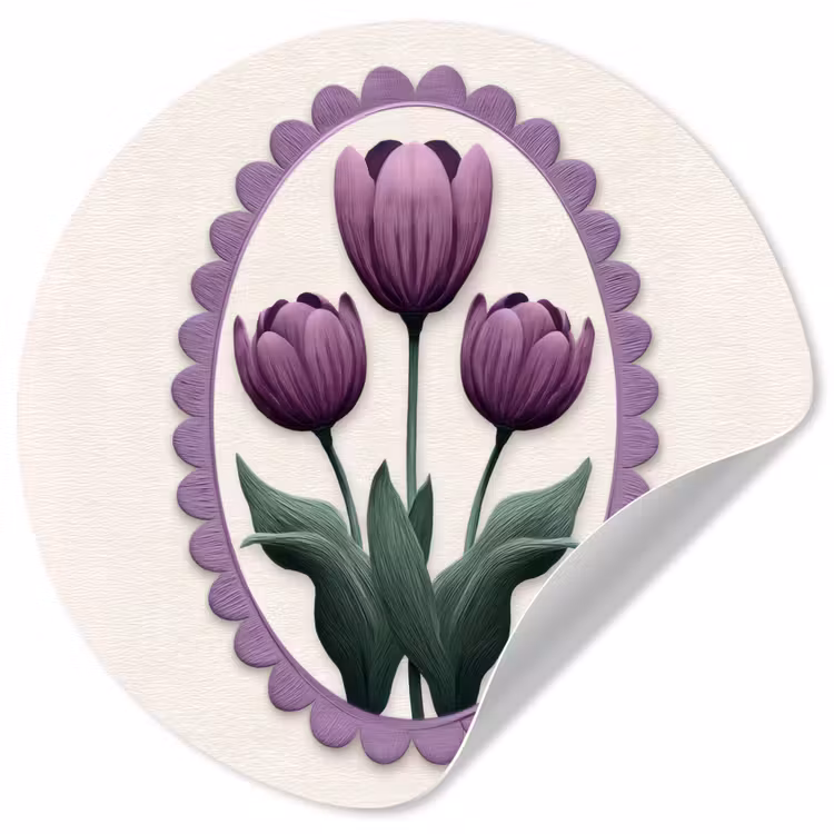 Behangcirkel - Tulpen - Paars - Lijst - Bladeren — 1