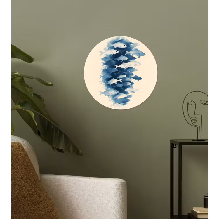 Behangcirkel - Vissen - Minimalistisch - Blauw — 3