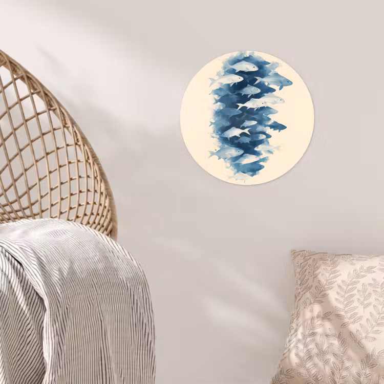 Behangcirkel - Vissen - Minimalistisch - Blauw — 5