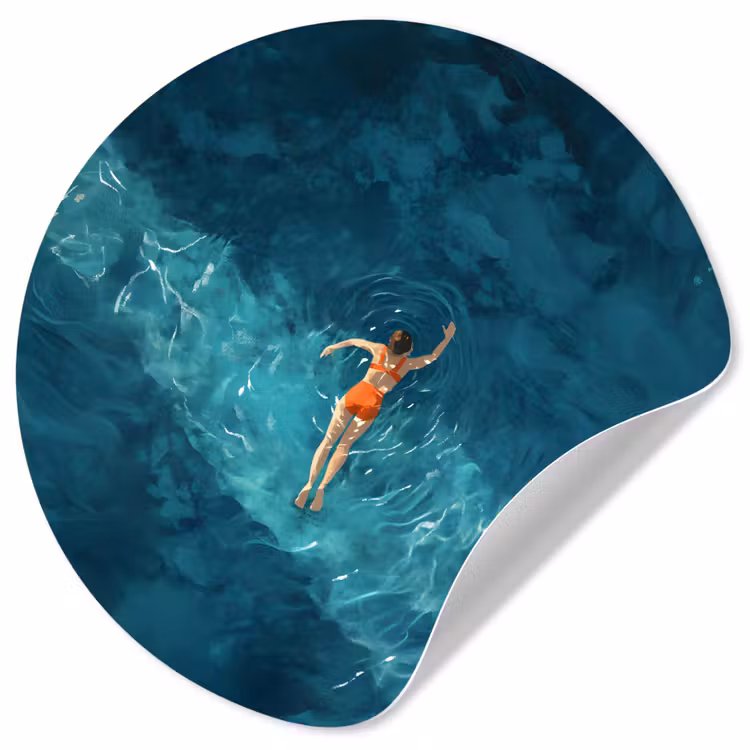 Behangcirkel - Vrouw - Water - Bikini - Oranje — 1