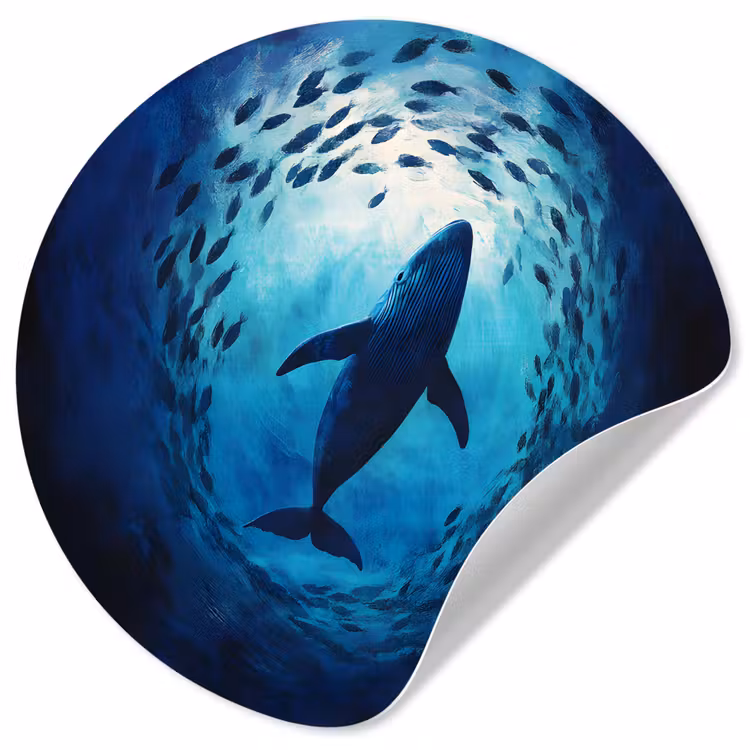 Behangcirkel - Walvis - Vissen - Donkerblauw — 1