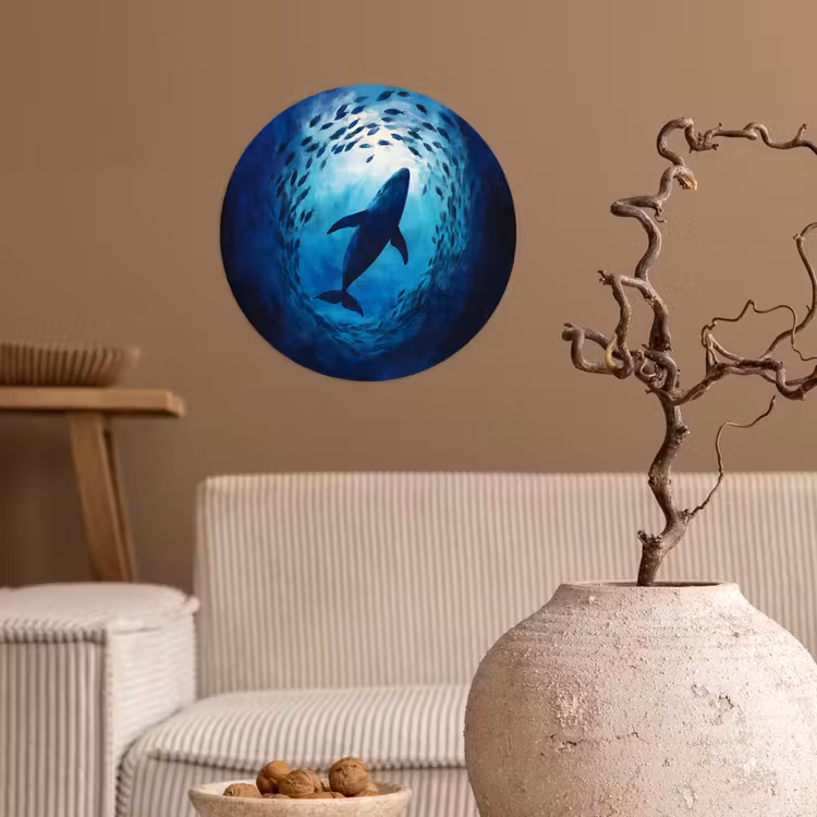 Behangcirkel - Walvis - Vissen - Donkerblauw — 2
