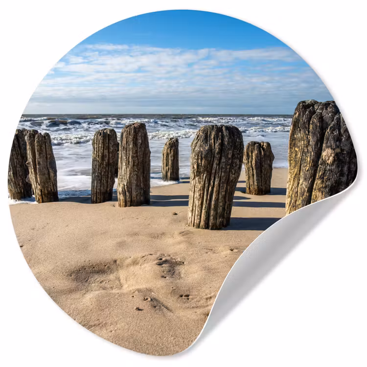 Behangcirkel - Zand - Strand - Paal - Water - Zomer — 1