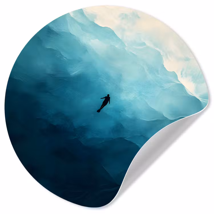 Behangcirkel - Zee - Silhouet - Abstract - Blauw — 1