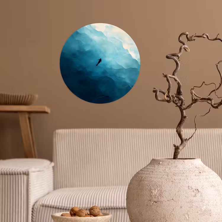 Behangcirkel - Zee - Silhouet - Abstract - Blauw — 2