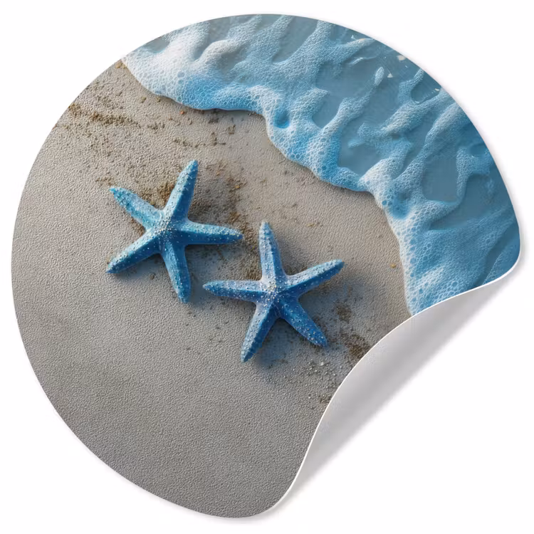 Behangcirkel - Zeesterren - Zand - Zee - Blauw — 1