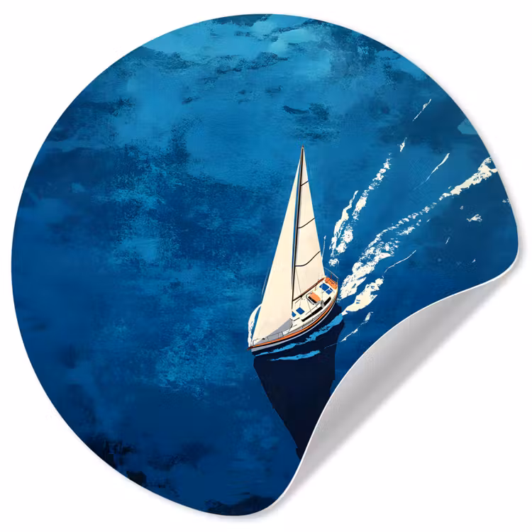 Behangcirkel - Zeilboot - Water - Abstract - Schaduw — 1