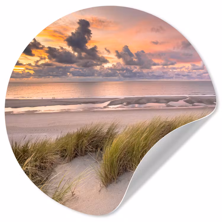 Behangcirkel - Zonsondergang - Duin - Strand - Planten - Zee — 1