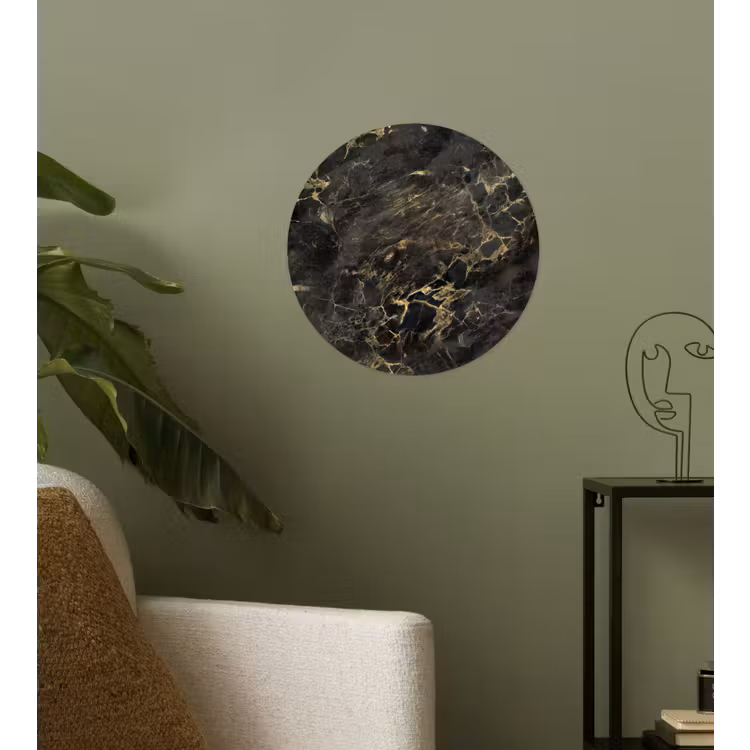 Behangcirkel - Zwart - Marmer - Goud - Nerf — 3