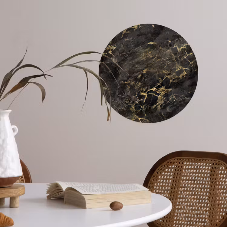 Behangcirkel - Zwart - Marmer - Goud - Nerf — 4