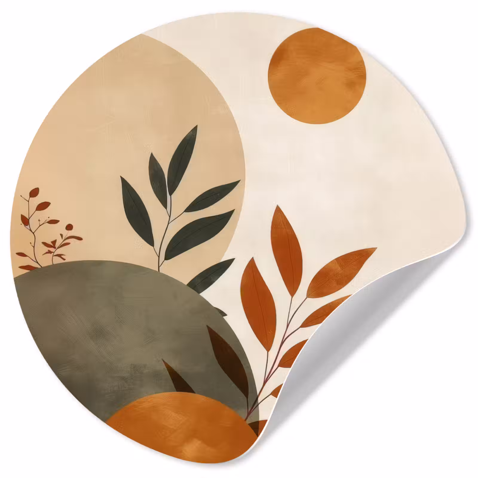 Behangcirkel - Vormen - Rond - Bladeren - Beige — 1
