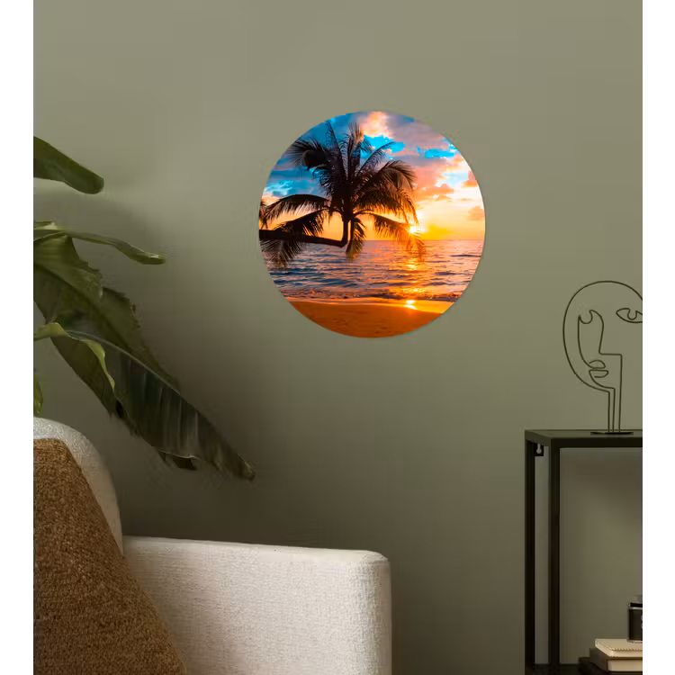 Behangcirkel - Palm - Zonsondergang - Horizon - Strand - Zee - Tropisch — 3