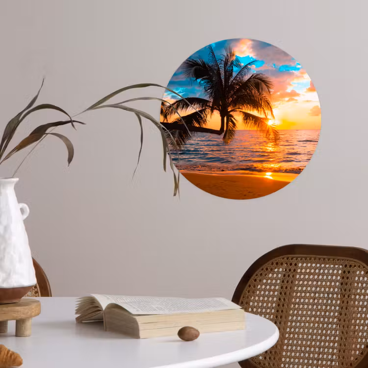 Behangcirkel - Palm - Zonsondergang - Horizon - Strand - Zee - Tropisch — 4