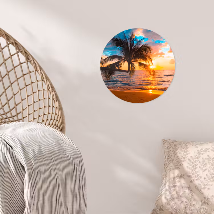 Behangcirkel - Palm - Zonsondergang - Horizon - Strand - Zee - Tropisch — 5