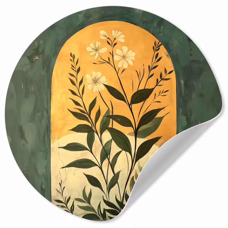 Behangcirkel - Plant - Bloemen - Wit — 1