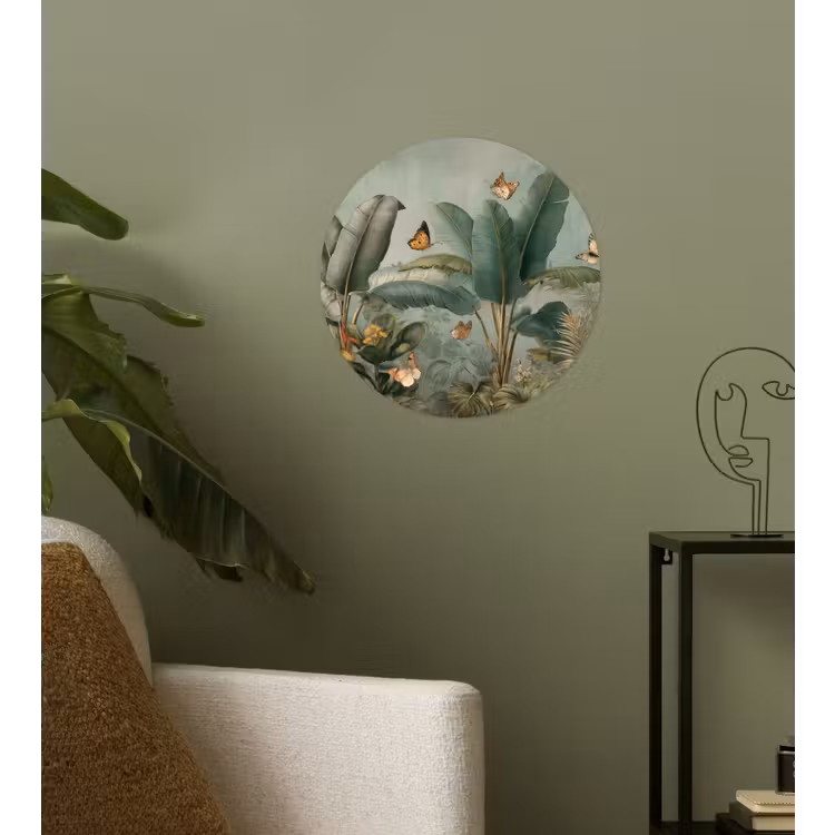 Behangcirkel - Tropisch bladerdek - Vlinders - groen - Bruin — 3