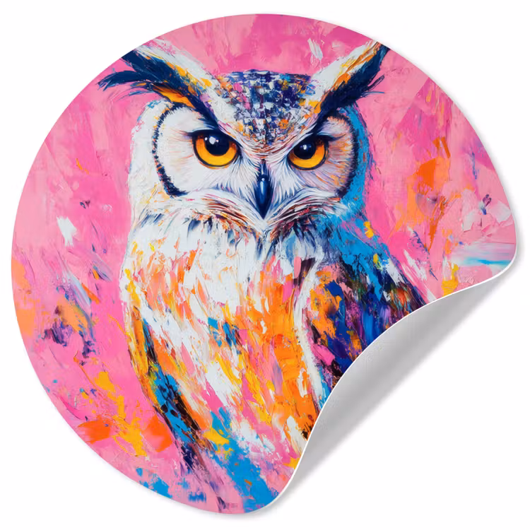 Behangcirkel - Uil - Roze - Blauw - Verf - Abstract — 1