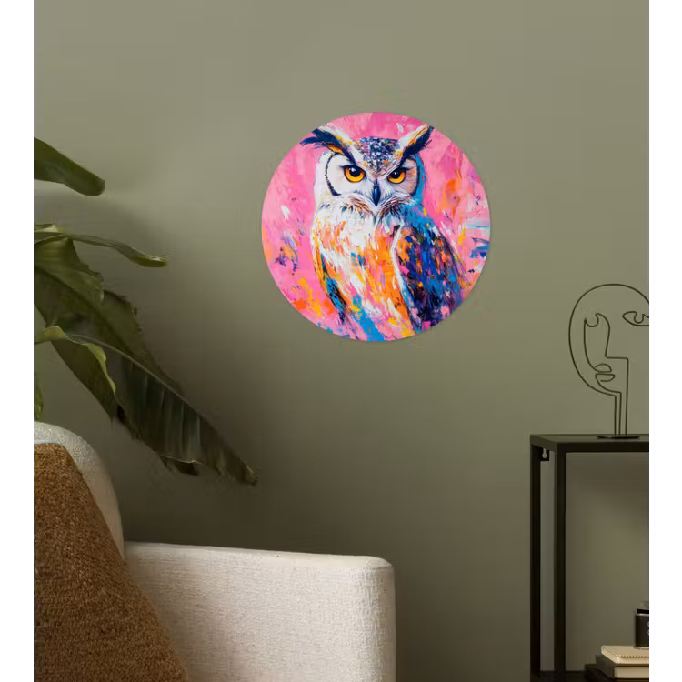 Behangcirkel - Uil - Roze - Blauw - Verf - Abstract — 3