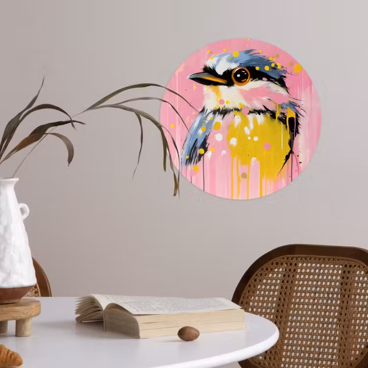 Behangcirkel - Vogel - Roze - Geel - Blauw — 4