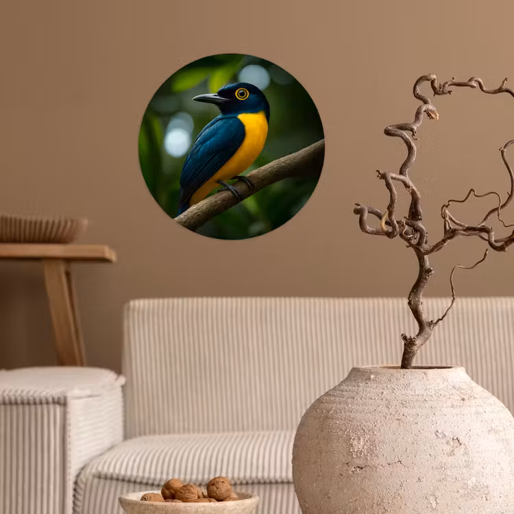 Behangcirkel - Vogel - Tak - Geel - Bladeren — 2
