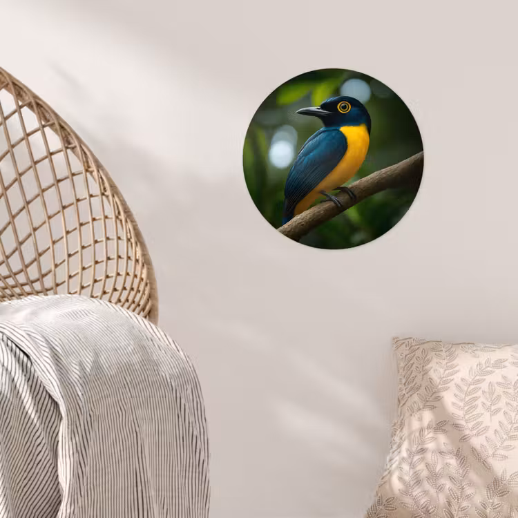 Behangcirkel - Vogel - Tak - Geel - Bladeren — 5