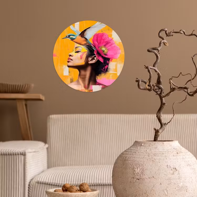 Behangcirkel - Vogel - Vrouw - Abstract - Bloem — 2