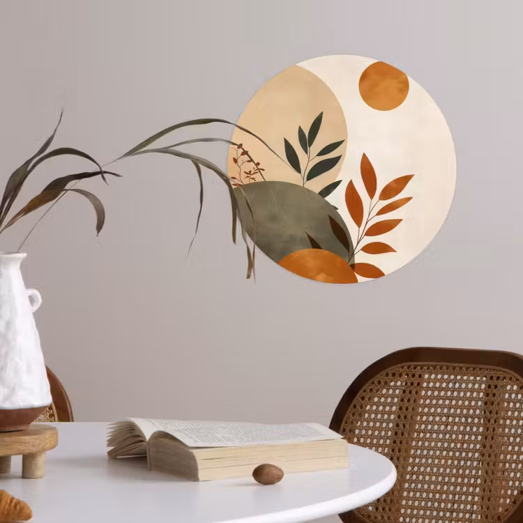 Behangcirkel - Vormen - Rond - Bladeren - Beige — 4